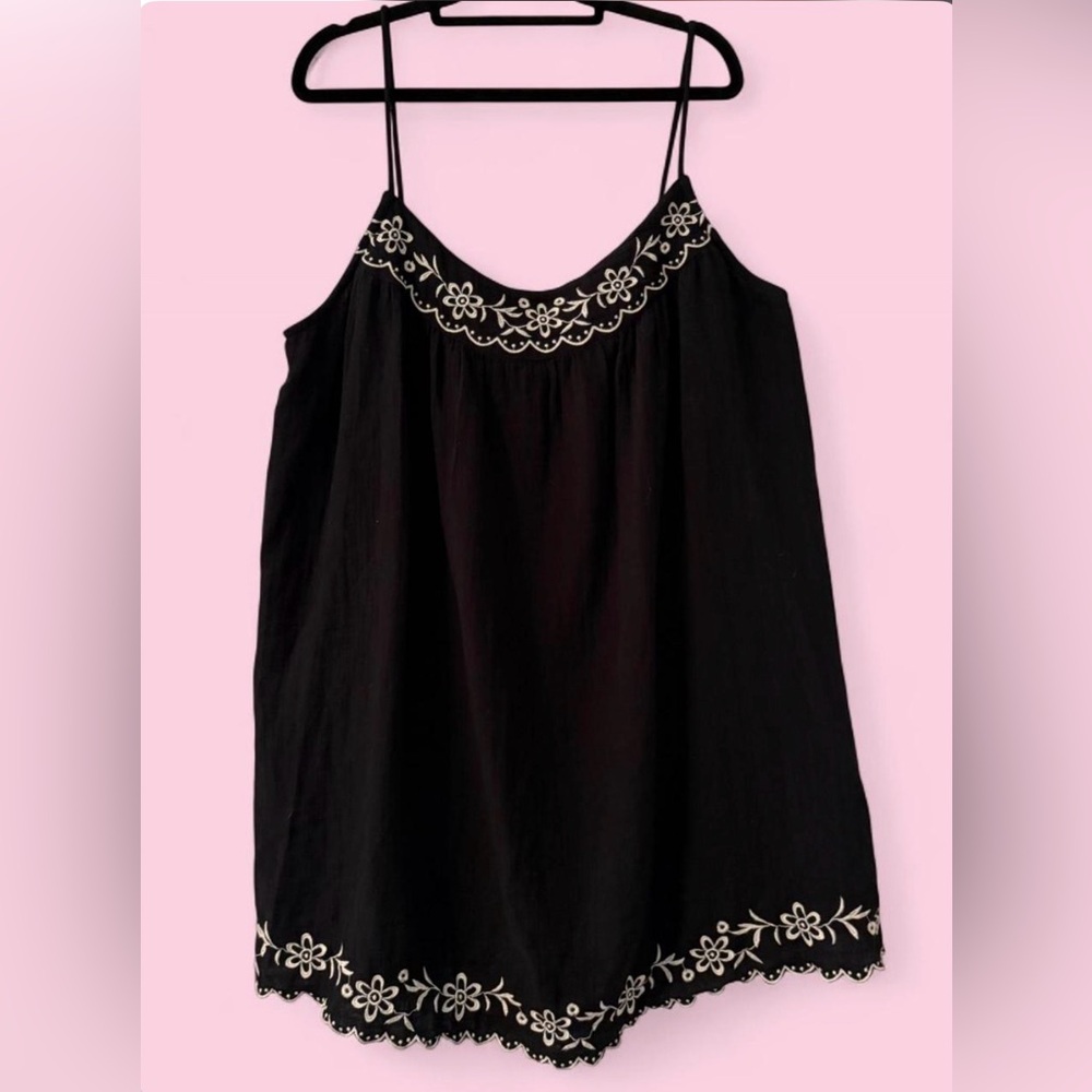 Gap Black Boho Embroidered Flowy Summer Dress Size XL